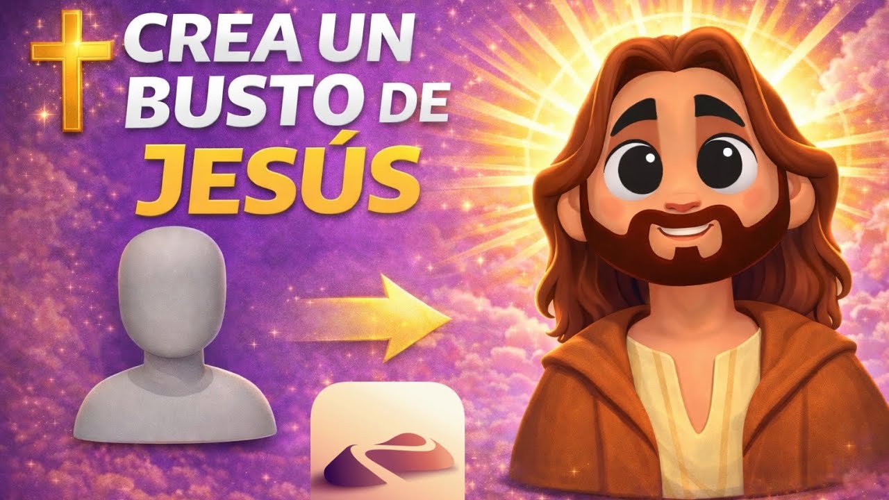Crea un busto de Jesús versión cartoon  en Nomad Sculpt! 