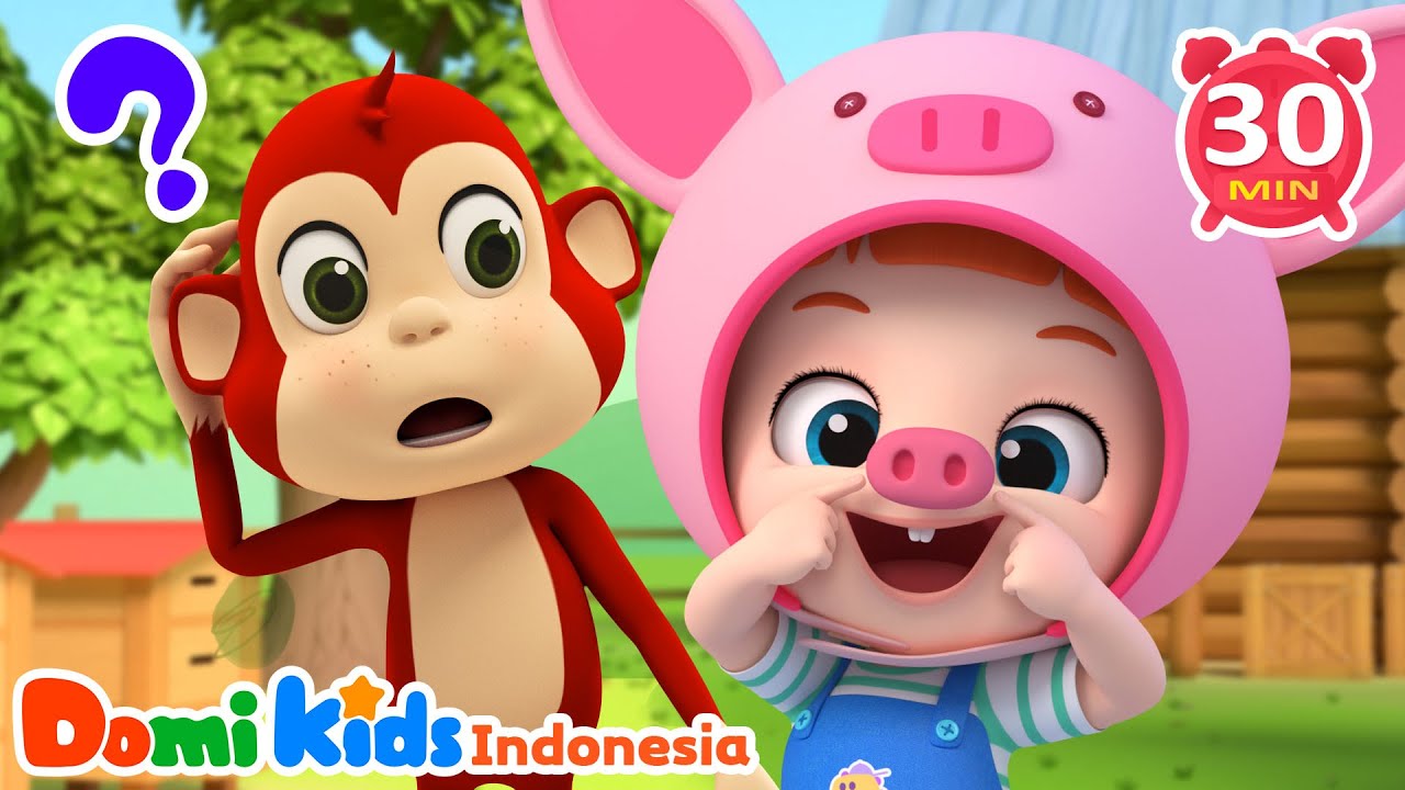 👃Di Mana Hidungku? | Lagu Anak Lucu Versi Dwibahasa | Domi Kids Pesta Hewan