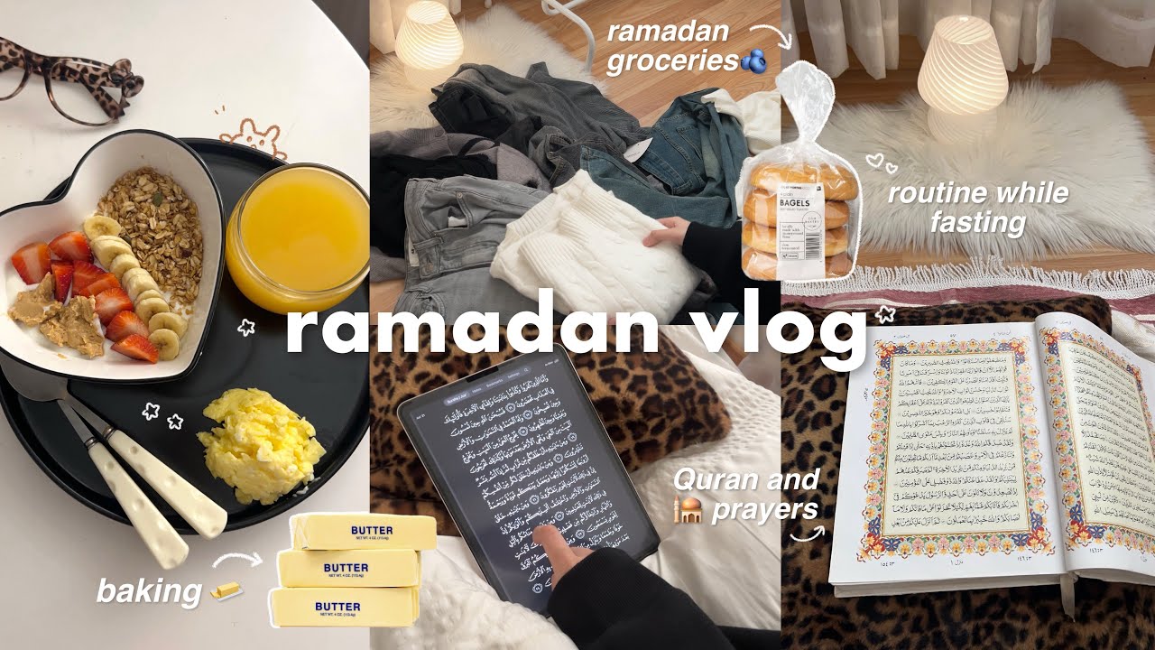 Ramadan vlog ⏾⋆🕌 productive day while fasting, prayers, suhoor and Iftar meals, groceries, cleaning 