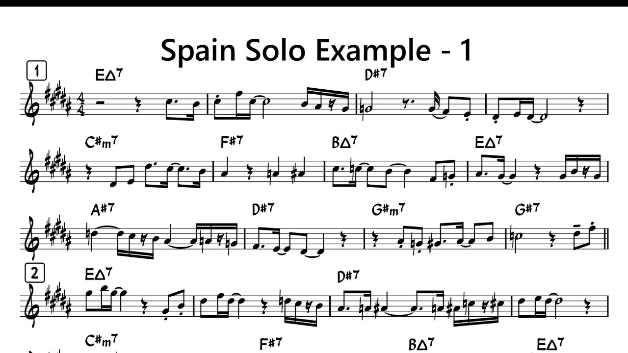Spain (Chick Corea) - Ad-Lib Solo Example for Alto Sax -1