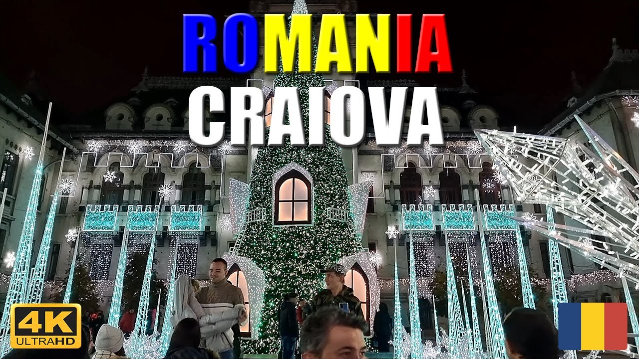 Craiova, Romania - Christmas Lights, Christmas Market, Winter Walk, December 2026 - UHD 4K