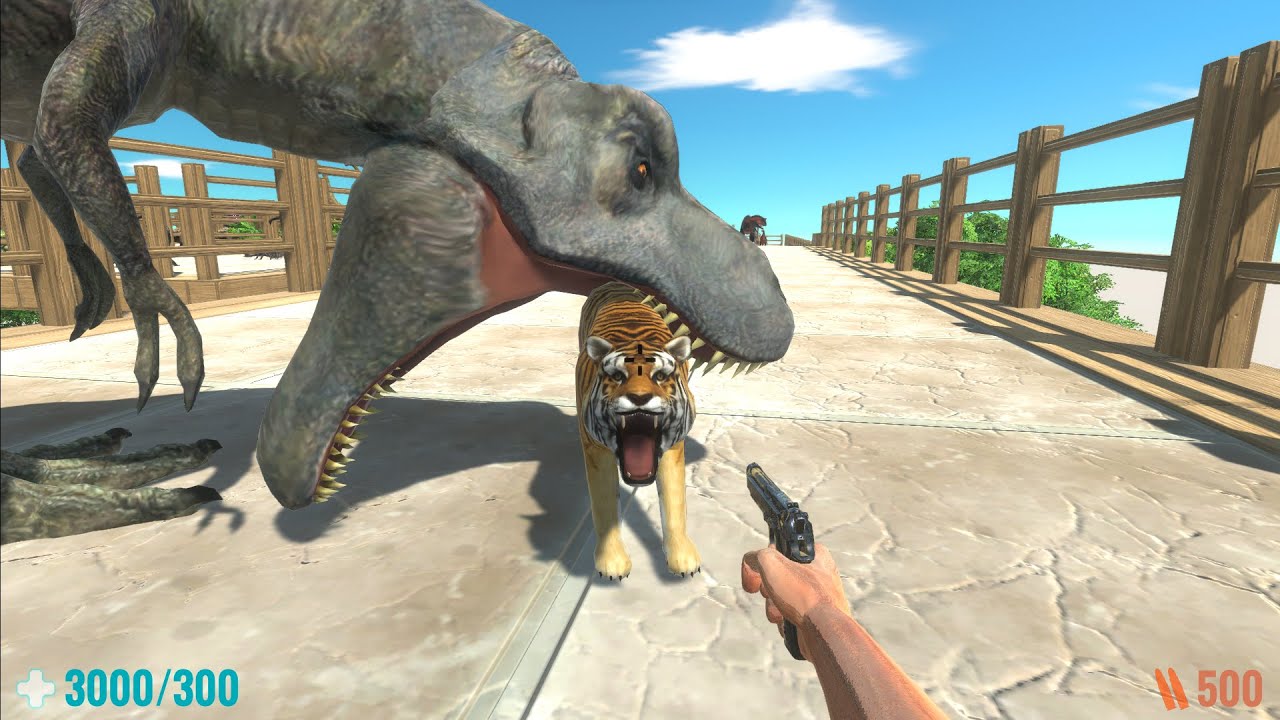 Hero Death runner with a friend like a T-Rex vs every unit - Animal Revolt Battle Simulator