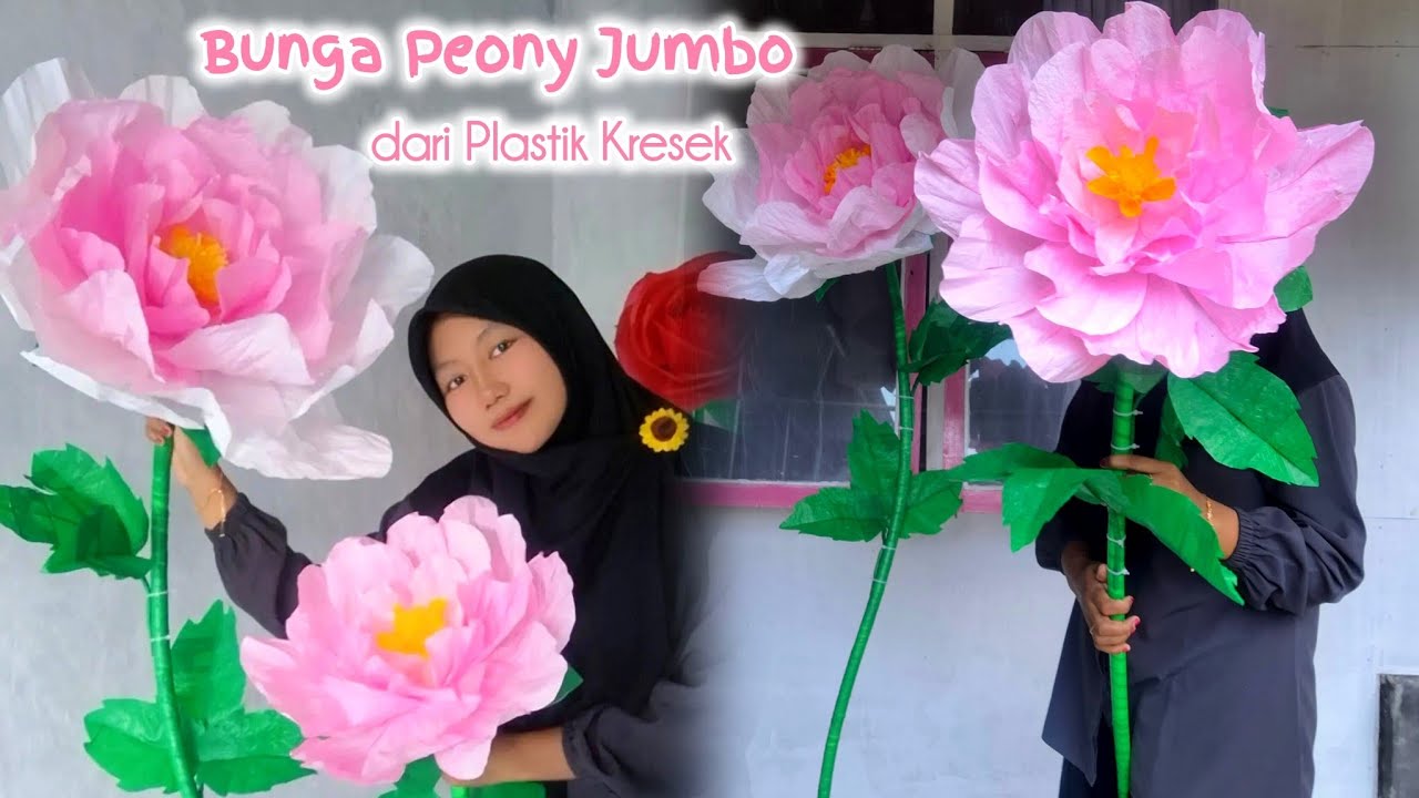 Diy Giant Flowers From Plastic Bag | Membuat Bunga Peony Jumbo dari Kantong Kresek #handmade #diy