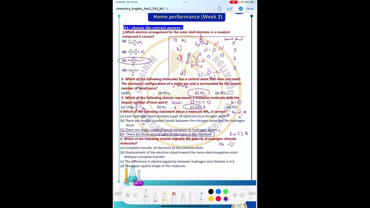 Home performance week two chemistry sec2 second term 2026 by Mrs Randa Hagag 