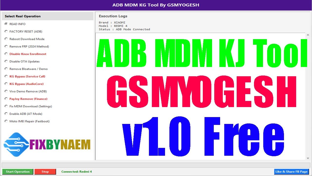 ADB MDM KG Tool GSMYOGESH v1.0 By Free Download