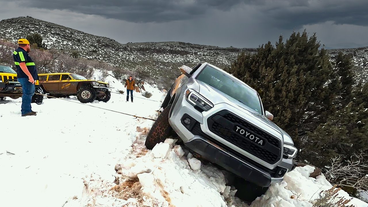 Wild Winter Sends Toyota Tacoma Hanging Off The Edge!