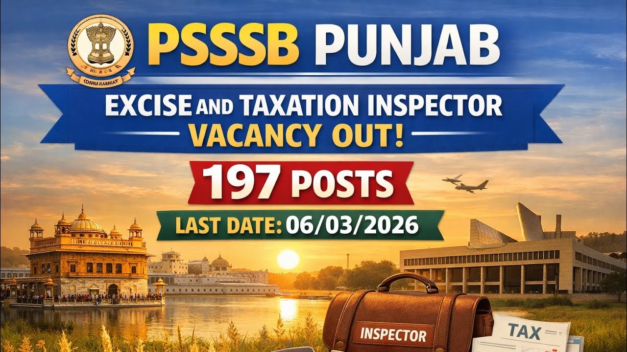 PSSSB Punjab Excise and Taxation Inspector Vacancy Out| #psssb #punjab #govtjob #excise #inspector 