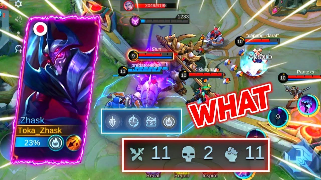11 KILL BASIC COMMON EMBLEM DAMAGE NYA BERASA -  ZHASK TOP 1 GLOBAL BEST BUILD GAMEPLAY MLBB