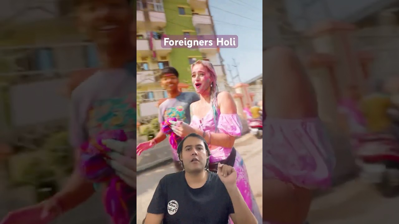 Foreigners Holi Desi style in India Enjoy the show #shorts #short #shortsfeed #funny #holi #viral