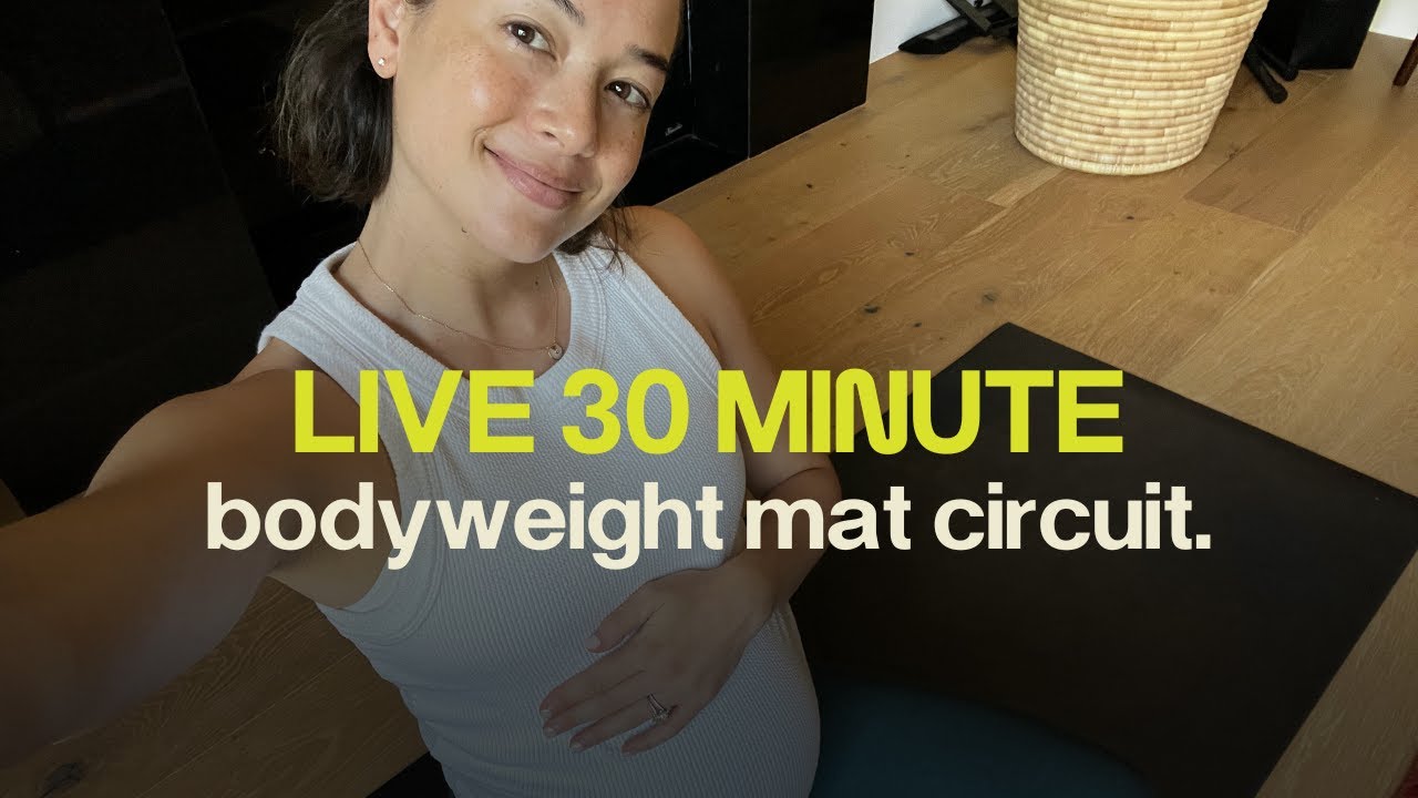 Dr. LA Thoma Gustin is live - 30 minute Bodyweight Mat Circuit - prenatal friendly.