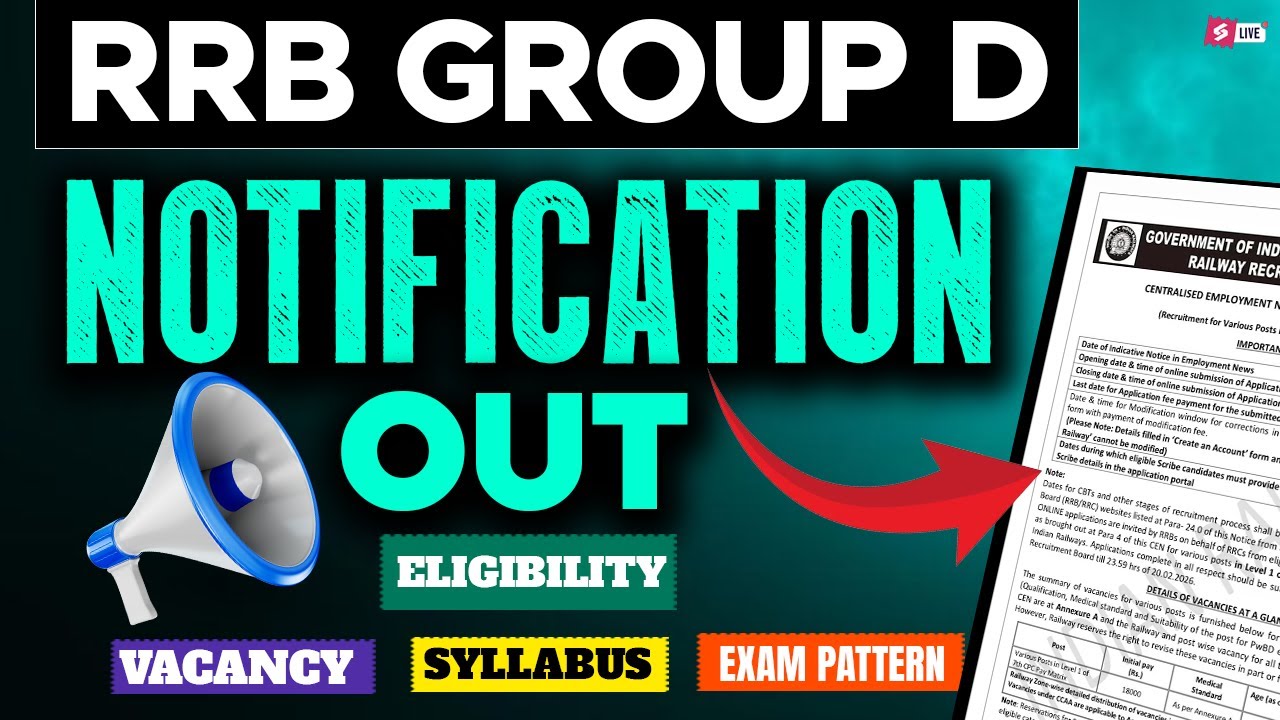RRB Group D Notification 2026 | RRB Group D 2026 Vacancy OUT🔥 22000 Posts Official Notification