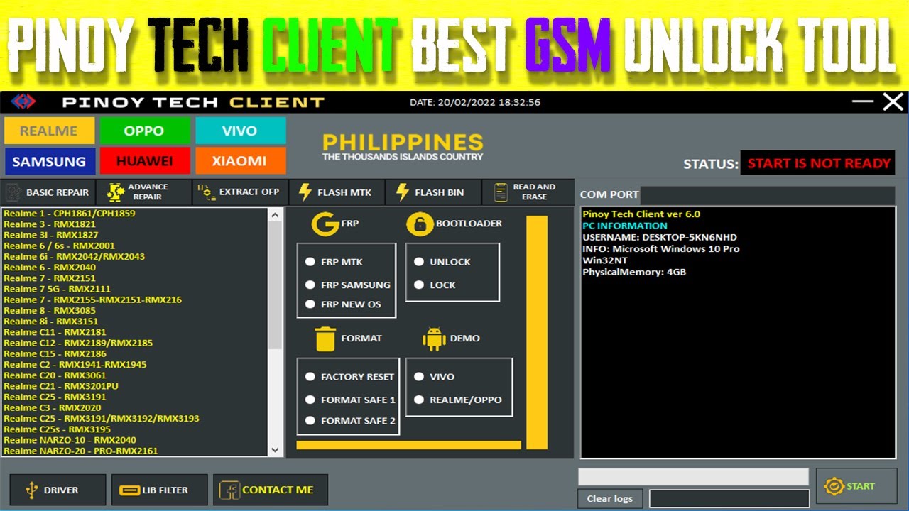 Oppo Vivo Huawei Samsung Xaiomi Realme Frp Unlock Tool | Pinoy Tech Client Tool 2022