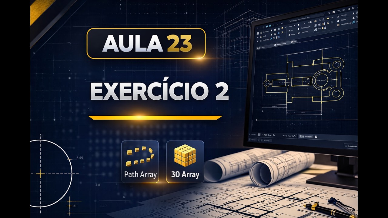 Aula 23 - Exerc&iacute;cios #2 de aplica&ccedil;&atilde;o dos comandos estudados at&eacute; aqui! Curso completo de AutoCad 2018