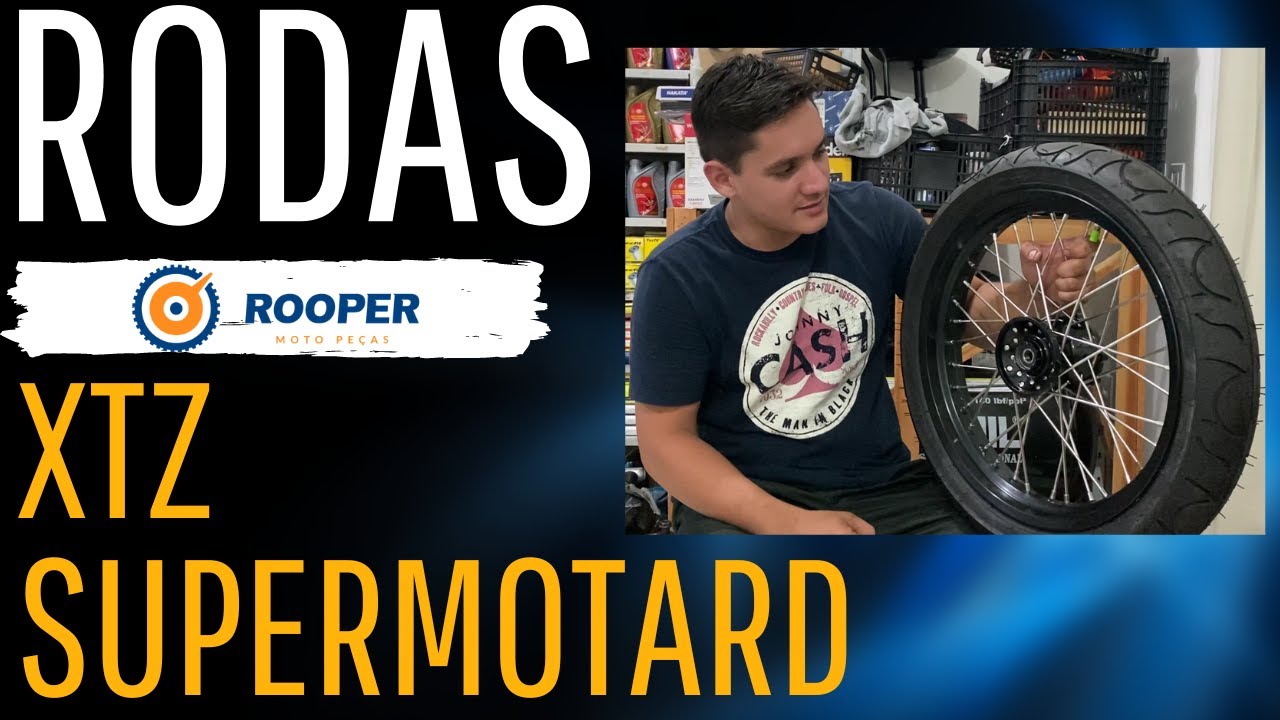 Roda XTZ Supermotard prontas - Raios Inox - Aro de Alumínio - Rooper Moto Peças