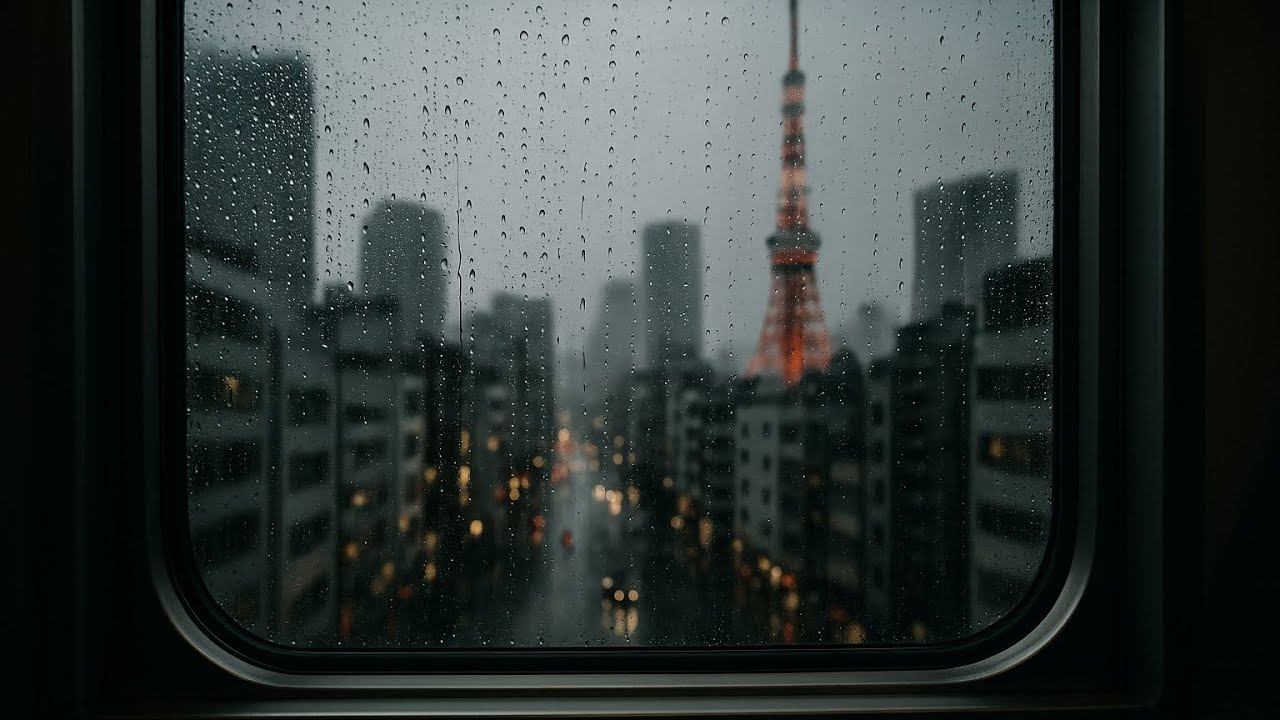 If You’re Riding a Train Through Rainy Tokyo | Relaxing Window Rain Sounds 