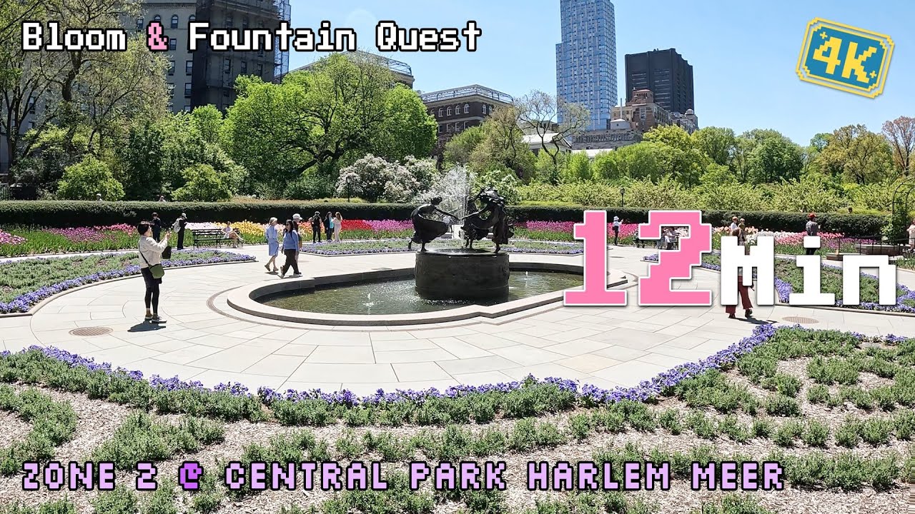 🌸 Central Park Bloom & Fountain Quest | Harlem Meer Loop Run | ASMR Running in NYC 🌸  4K