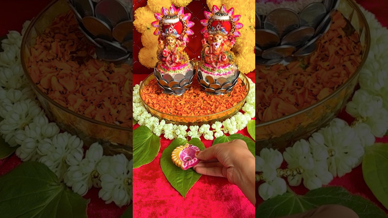 Laxmi pooja diwali decoration idea. #diwalidecoration #laxmipuja #shortvideo #ytshorts