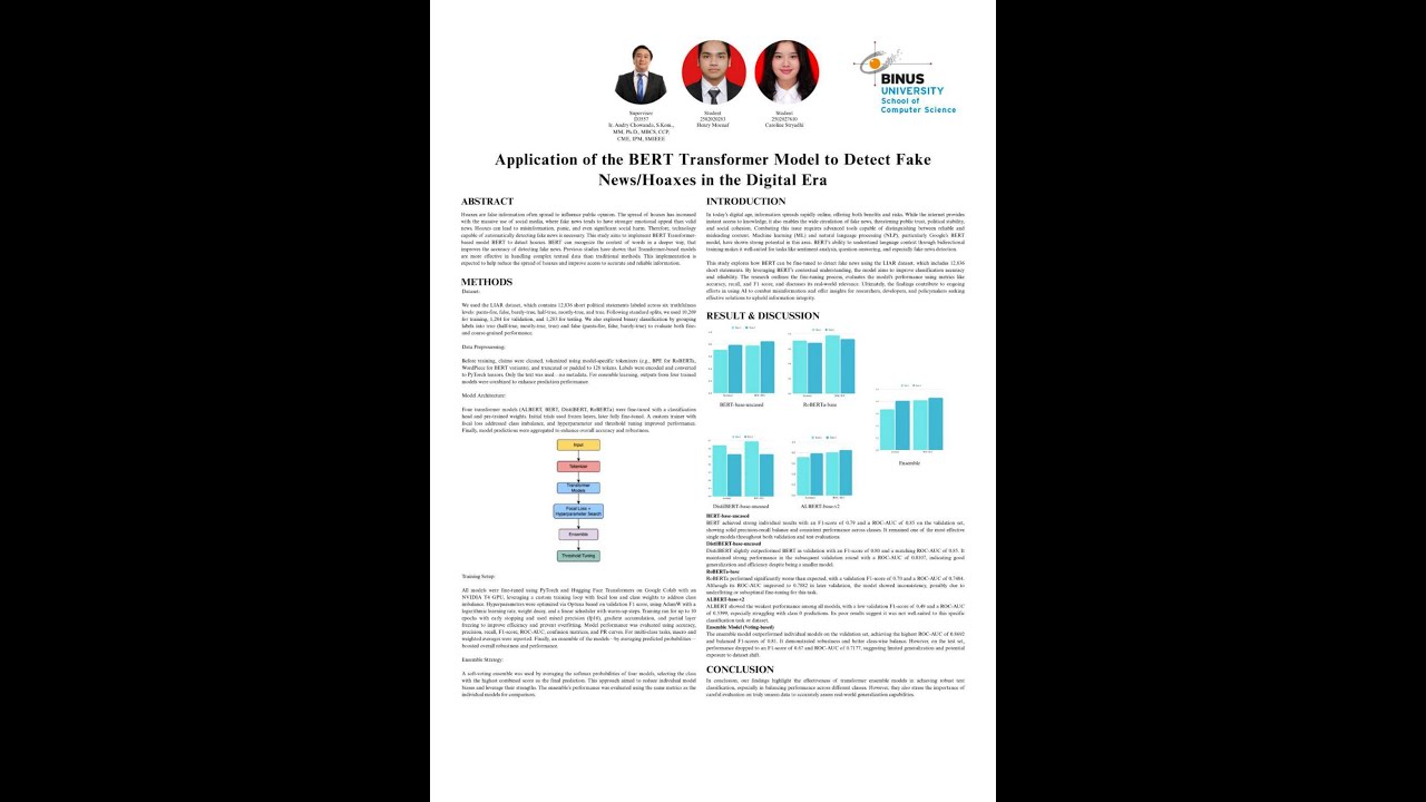 Application of the BERT Transformer Model to Detect Fake News/Hoaxes in the Digital Era