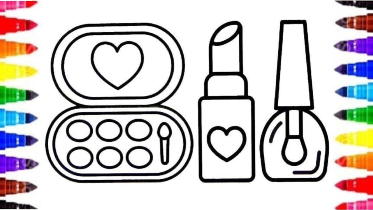 Cómo dibujar un set de maquillaje 💄 fácil paso a paso para niños