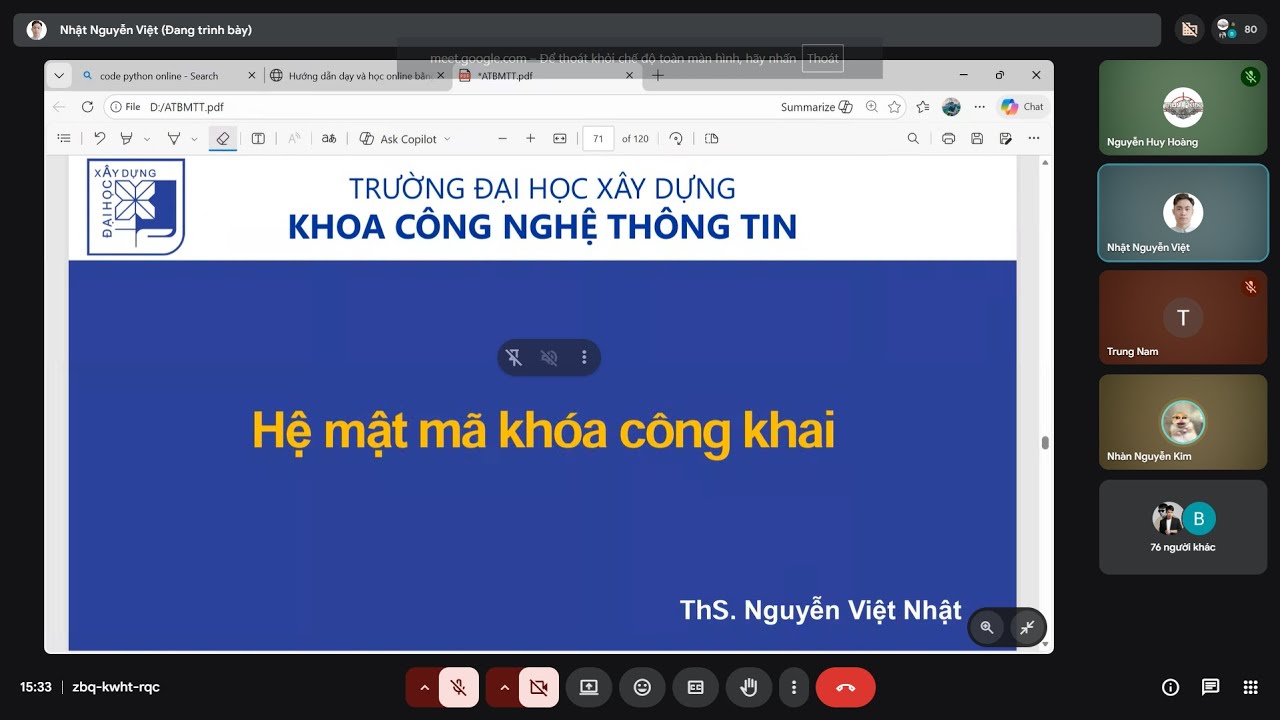 HỆ MẬT MÃ CÔNG KHAI - AN TOÀN BẢO MẬT THÔNG TIN - HUCE