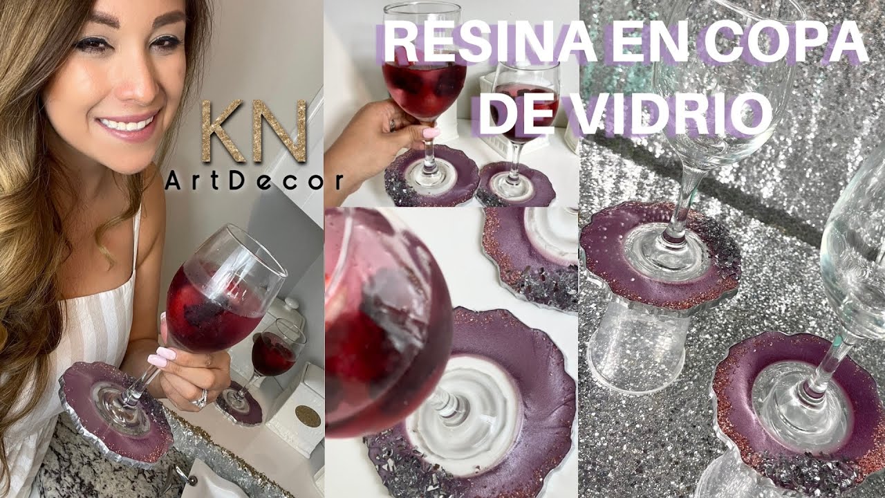Resina en copas de vidrio pasó a pasó