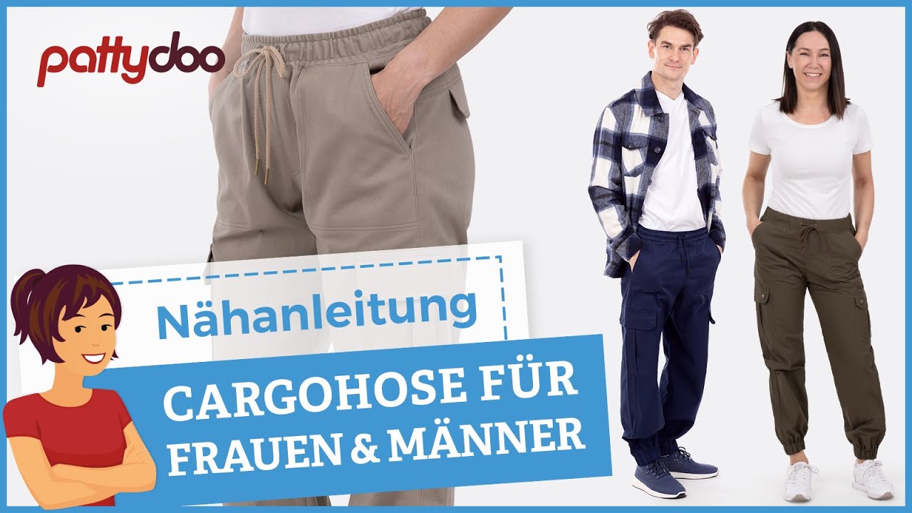 Nähanleitung für sportliche Cargohose mit Klappentaschen, Passe, Fake-Schlitz & Gummibund 🤩