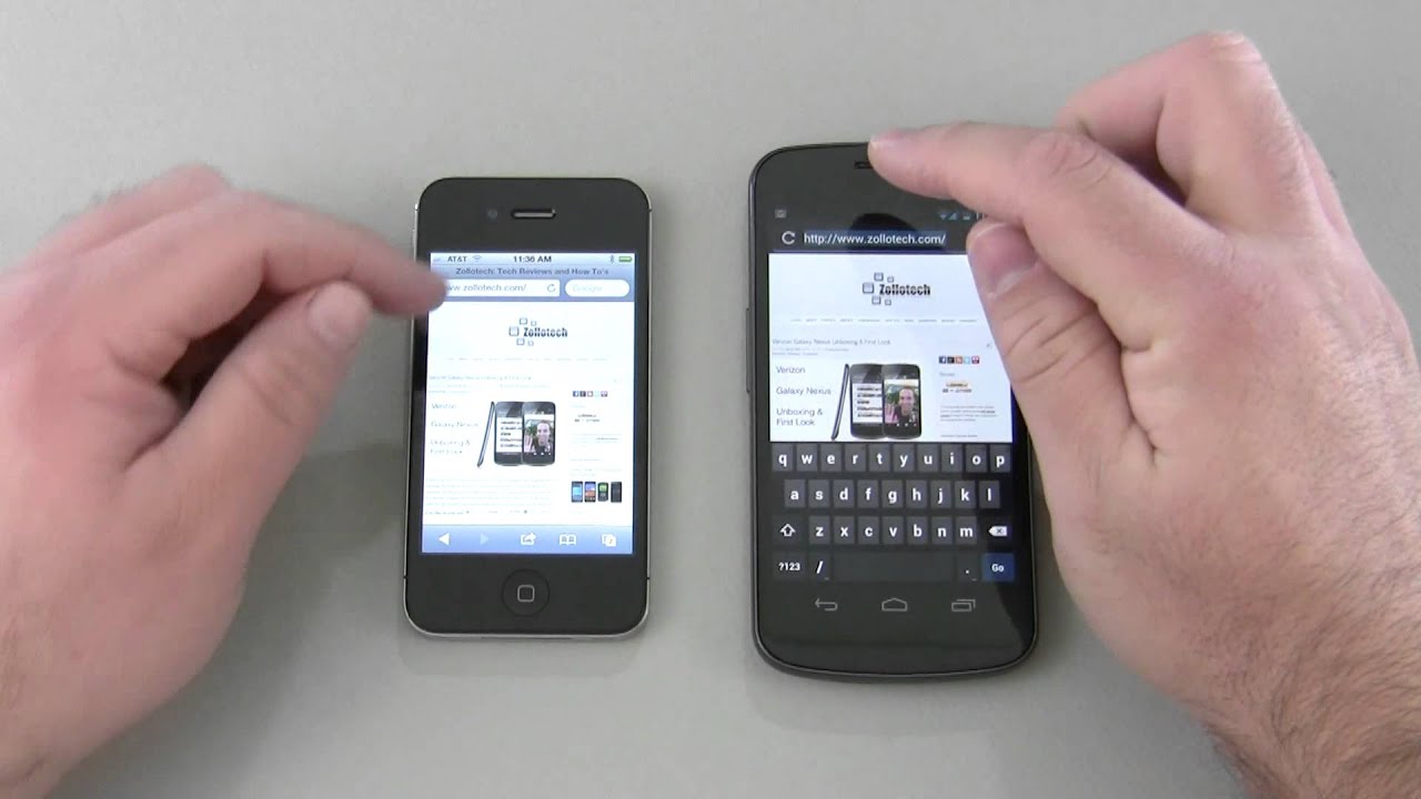 Galaxy Nexus vs iPhone 4S - Browser Speed Comparison