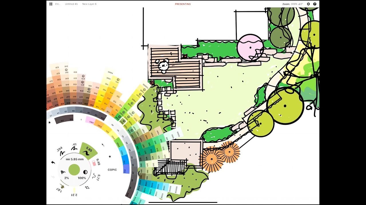 DESIGNING A PRIVATE YARD IN CONCEPTS APP WITH CUSTOM TREES -  iPad Pro