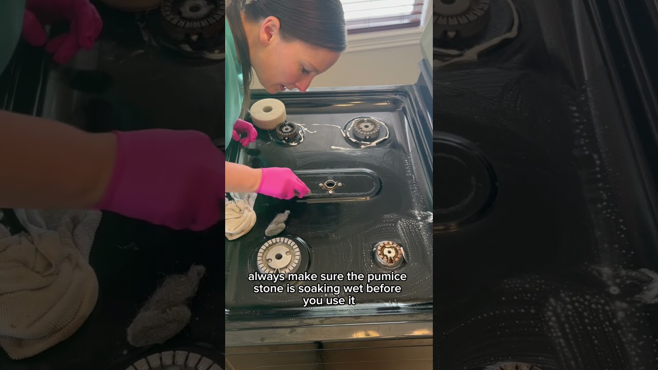 How To Clean A Gas Stovetop. #cleantok #cleaningtips #gasstove #kitchencleaning #cleaninghacks