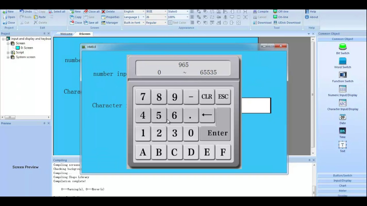 Programming of Numeric input/dispaly and keypad switch through Wecon PI Studio