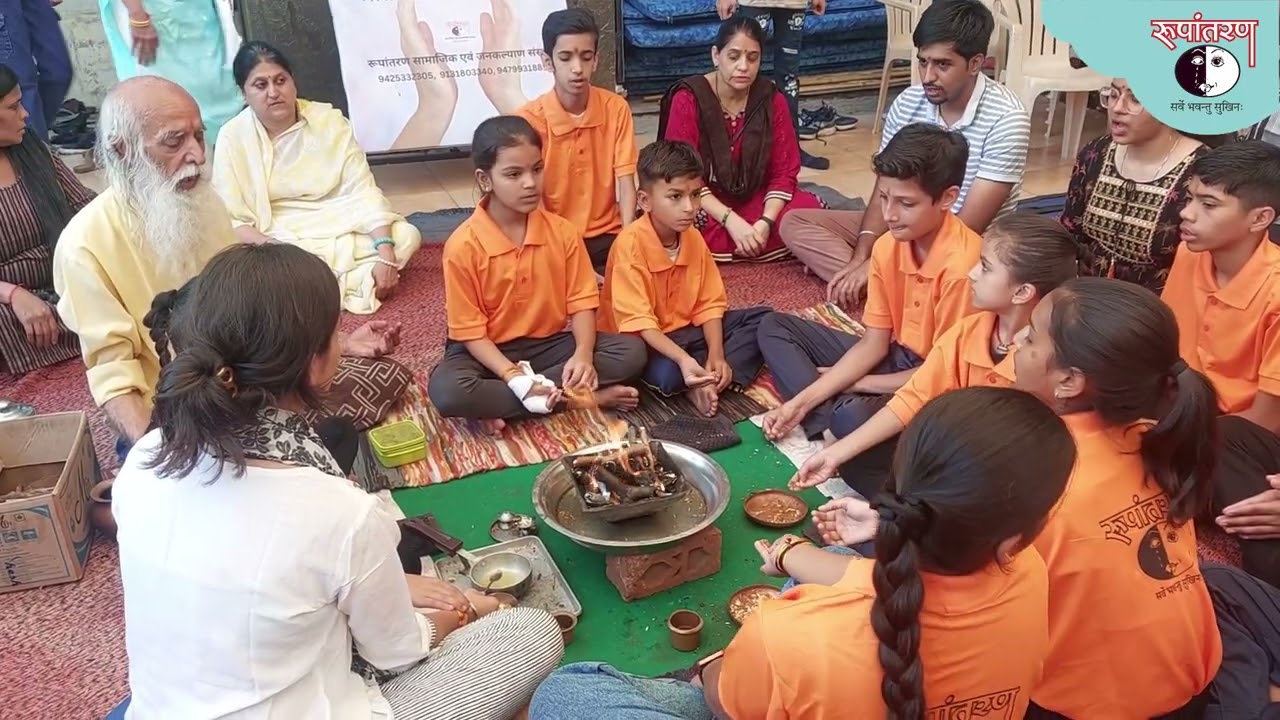 Grishmakaleen Sanskar shivir 2025 - Closing Ceremony started by preforming havan with kids