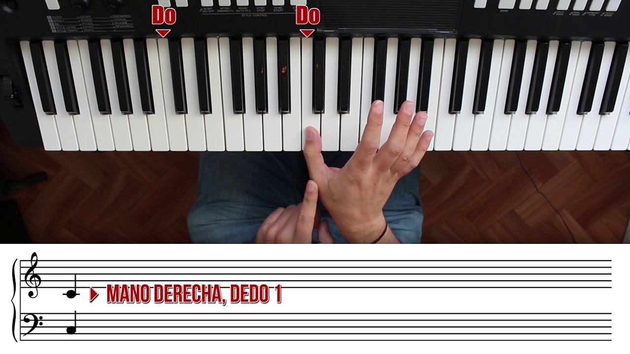 Como y donde colocar las manos y los dedos en el piano. Curso de Piano 6