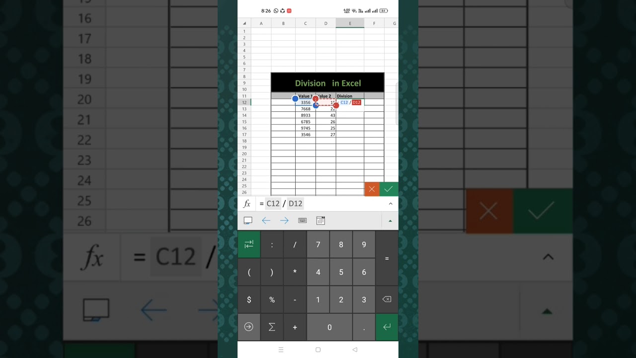 How to use divide formula in Excel #excel #divide #exceltips #howto #exceltutorial