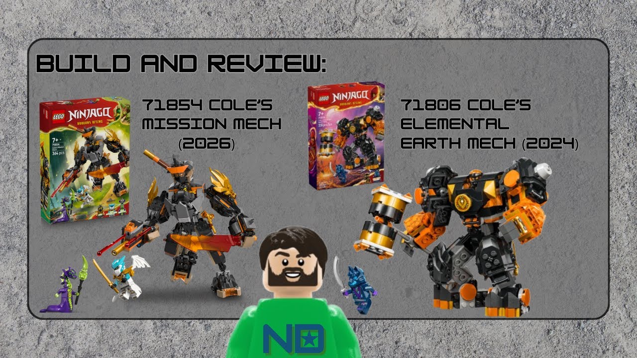 Build and Review LEGO Ninjago (Cole’s Mission Mech vs Cole’s Elemental Earth Mech) 
