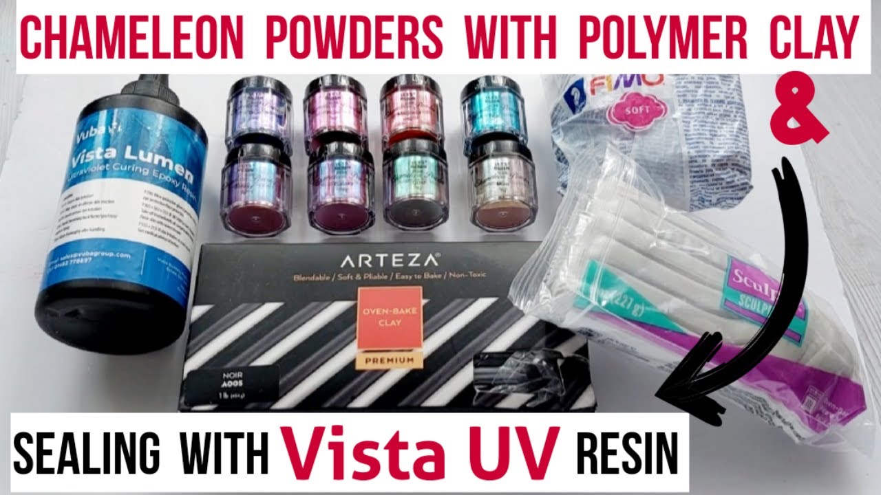 polymer clay chameleon powders and uv resin