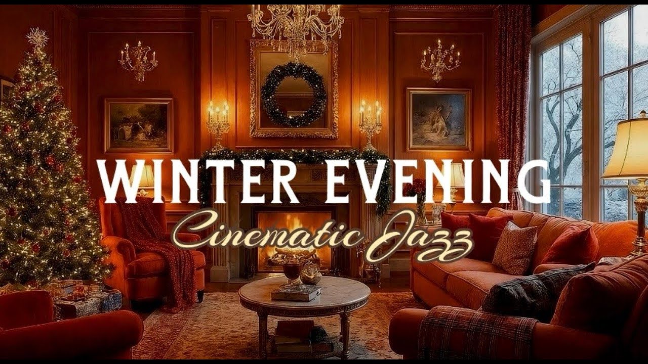 Fireplace Ambience with Smooth Jazz 🎄 Cinematic Winter Evening Music for Focus and Sleep