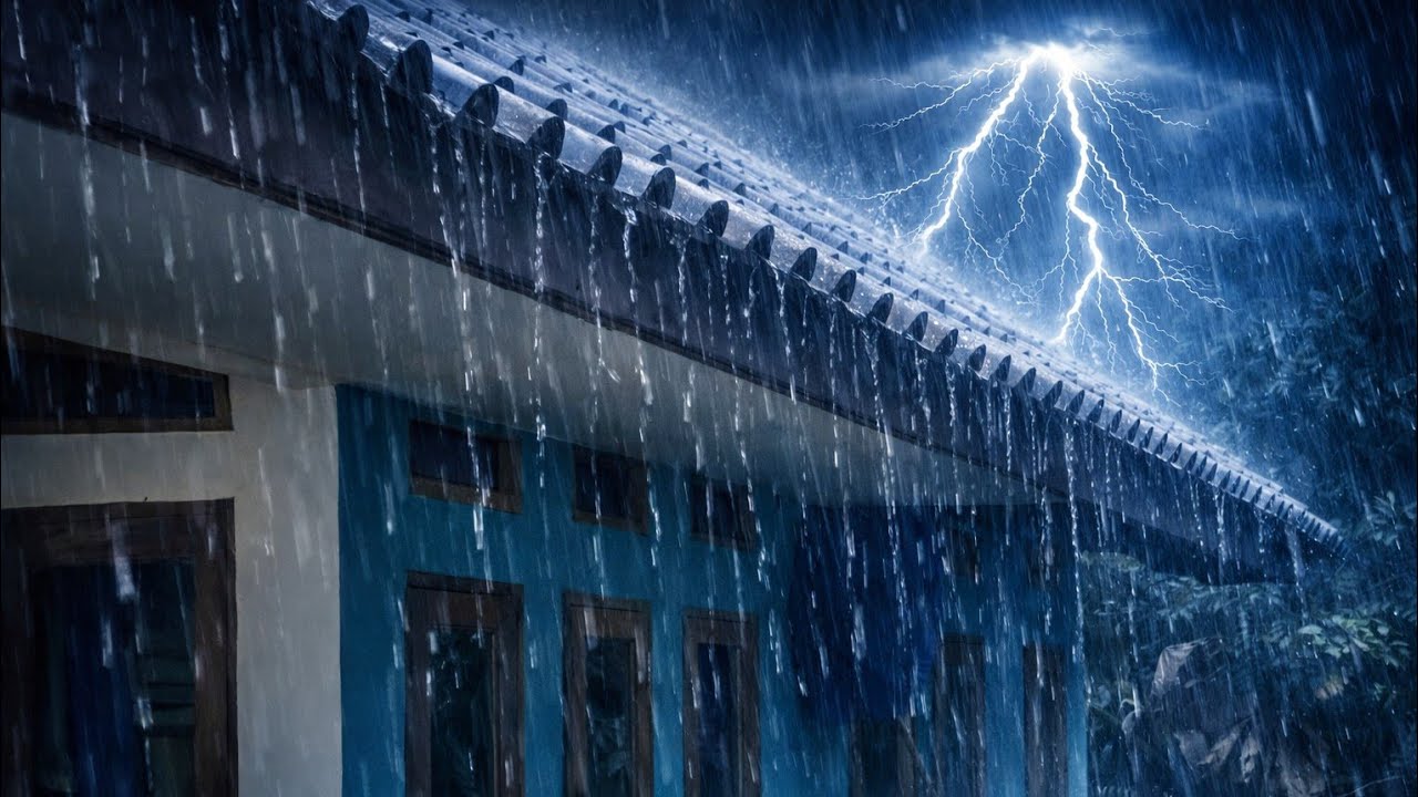 Very Heavy Tropical Rain on Roof ⛈️ Instant Deep Sleep & Anxiety Relief 💦💤
