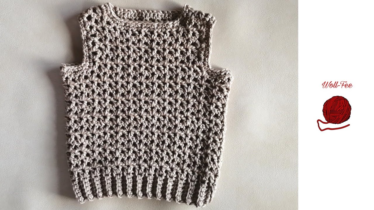 Baby Pullunder häkeln Gr. 74/80, Schritt für Schritt, andere Größen siehe Infobox