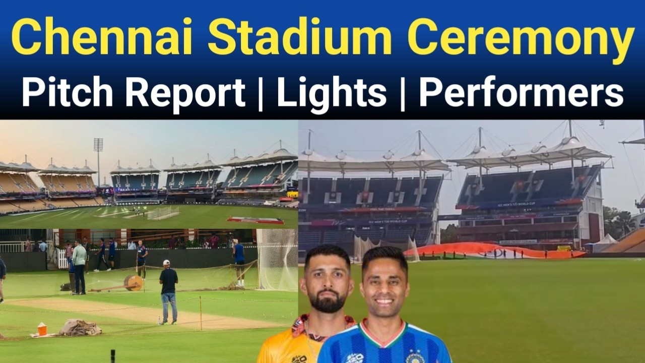 Chepauk Stadium Chennai Pitch Report | Ceremony Lights & Flags Rehearsal | Anirudh To Perform