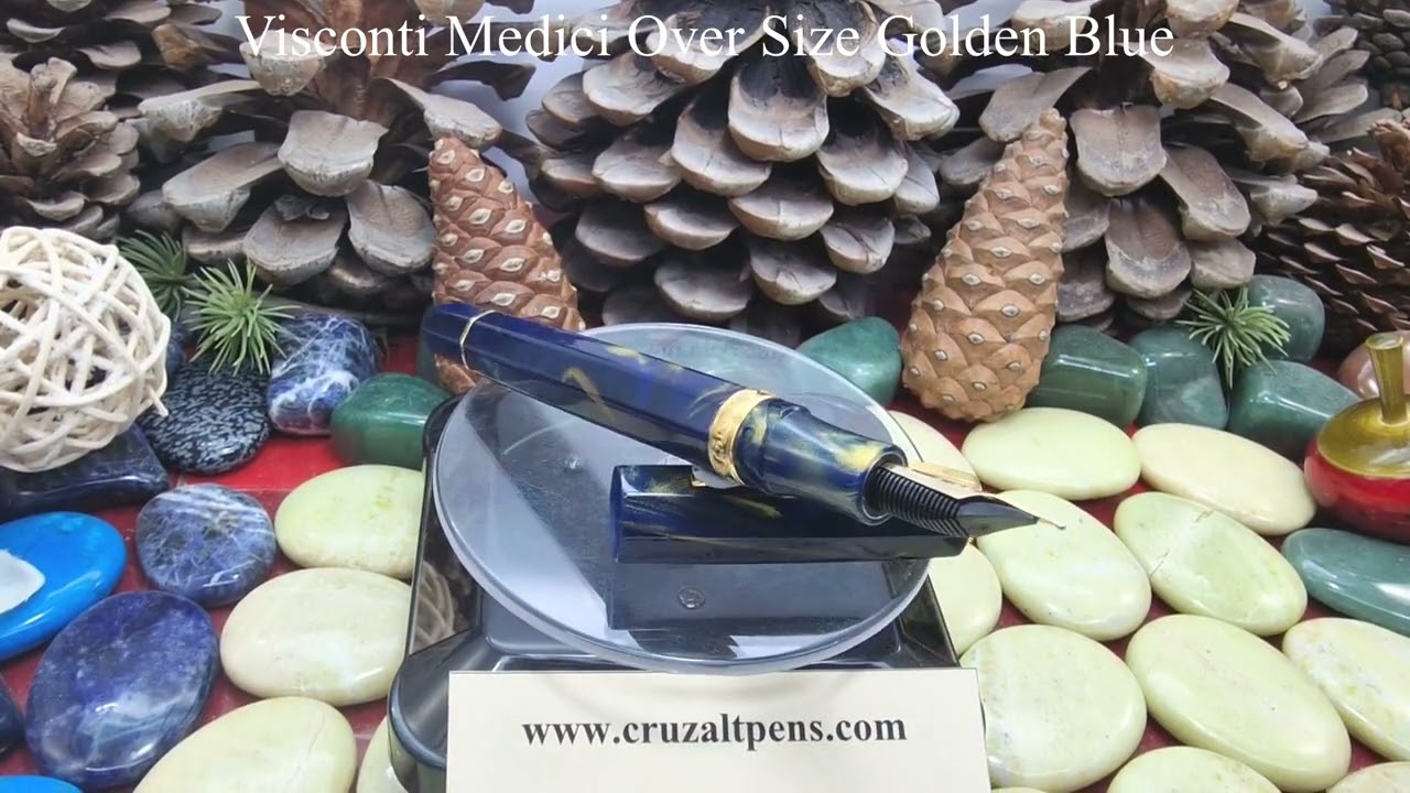 Cruzaltpens - Pluma Estilográfica Visconti Medici Over Size Golden Blue
