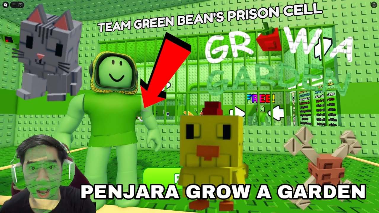 24 JAM MASUK PENJARA GROW A GARDEN😈 TEAM GREEN BEAN'S PRISON OBBY 😂