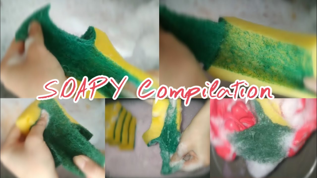 Kitchen Sponge Soapy Ripping Compilation / Sponge ASMR
