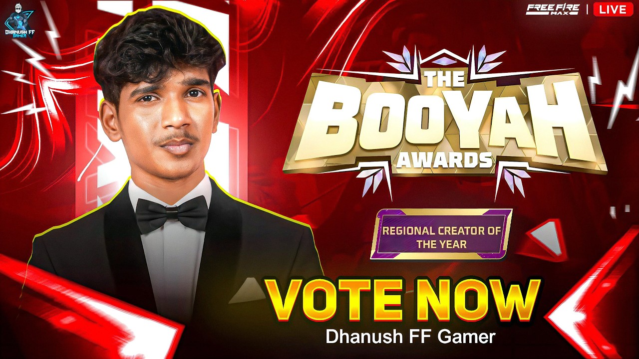 VOTE FOR DHANUSHFFGAMER ❤️🫶IN BOOYAH AWARDS 🔥#dhanushffgamerlive#fflive