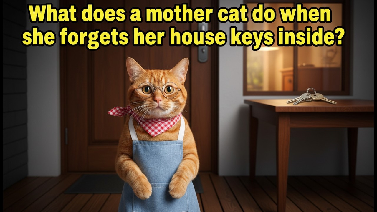 What does a mother cat do when she forgets her house keys inside?