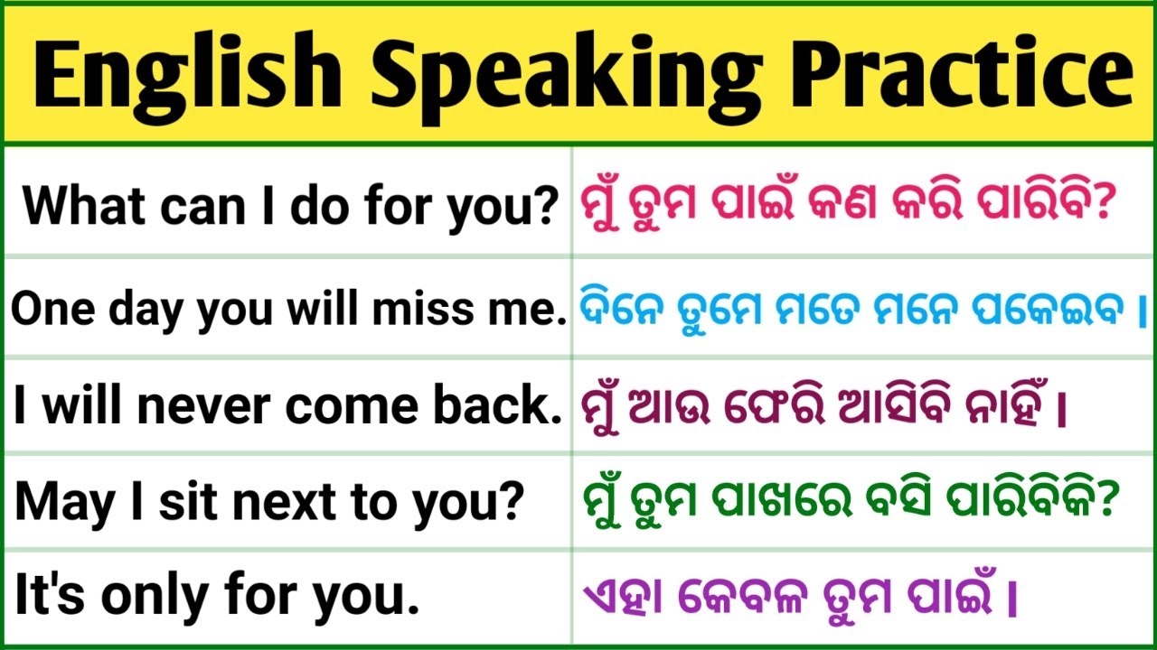 Odia Spoken English | English Odia Sentences | English Sentences In Odia | English Speaking Practice