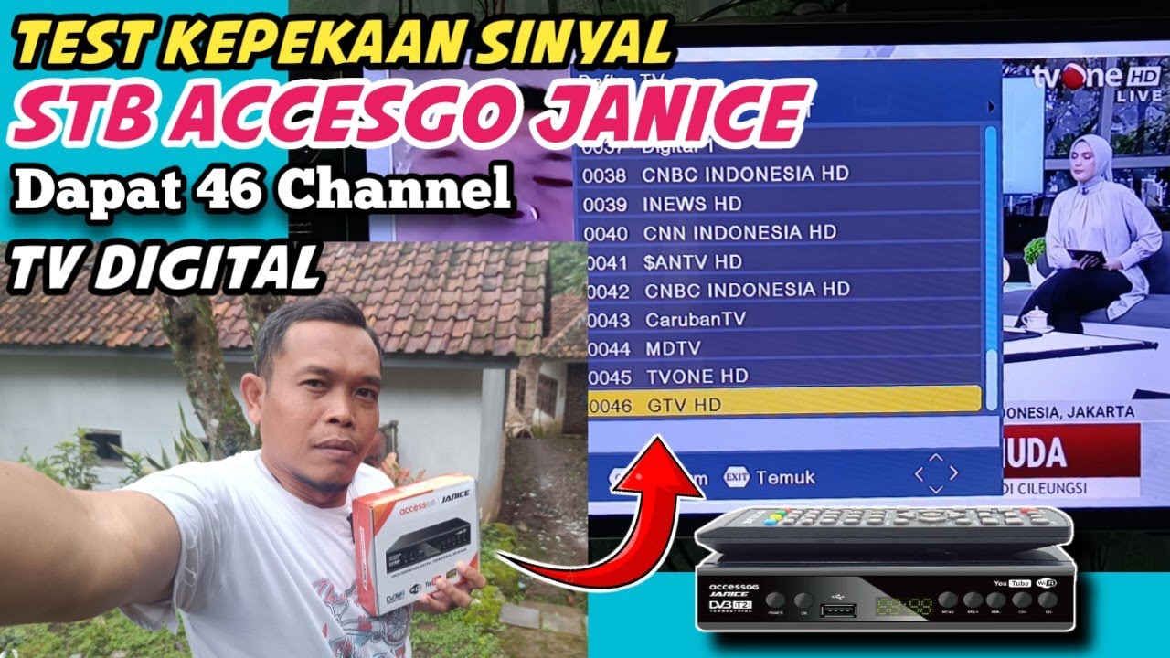 Test kepekaan sinyal set top box accesgo janice | dapat puluhan channel TV digital