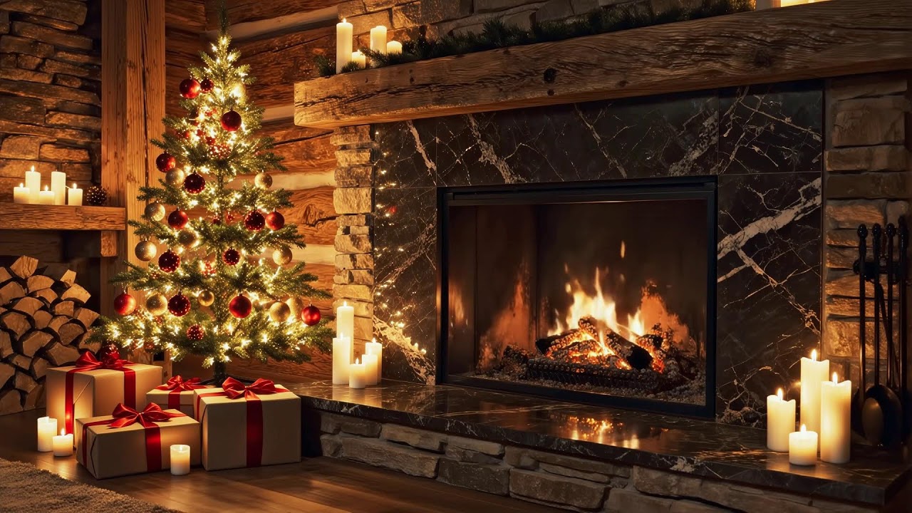 🔥❄️ A quiet winter room by the fireplace ✨ fire sounds, lights and holiday stillness 🕯️