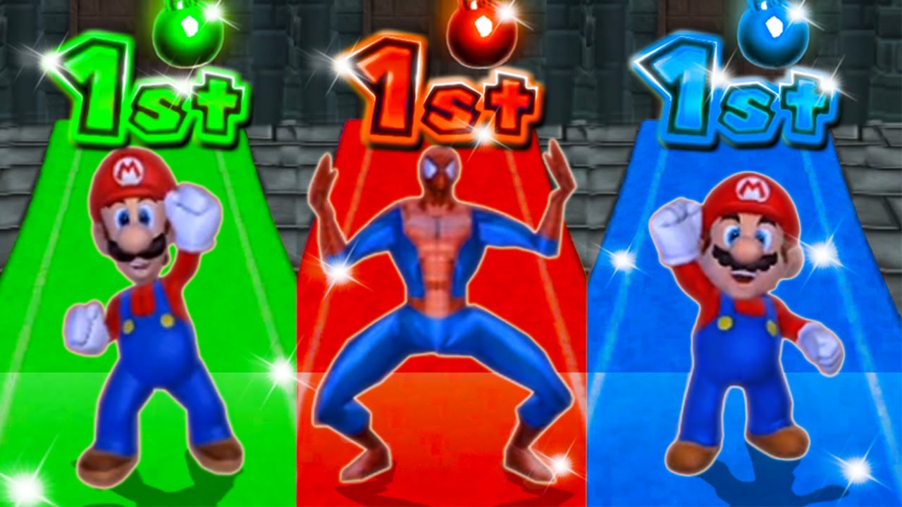 Mario Party 9 Minigames - Mario Vs Steve Vs Spider Man Vs Luigi (Master Difficulty)