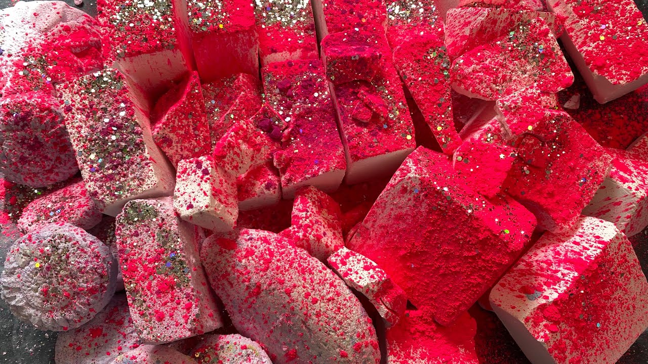 Hot Pink Holi Powder + Soft Buttery Gym Chalk ASMR Crushing