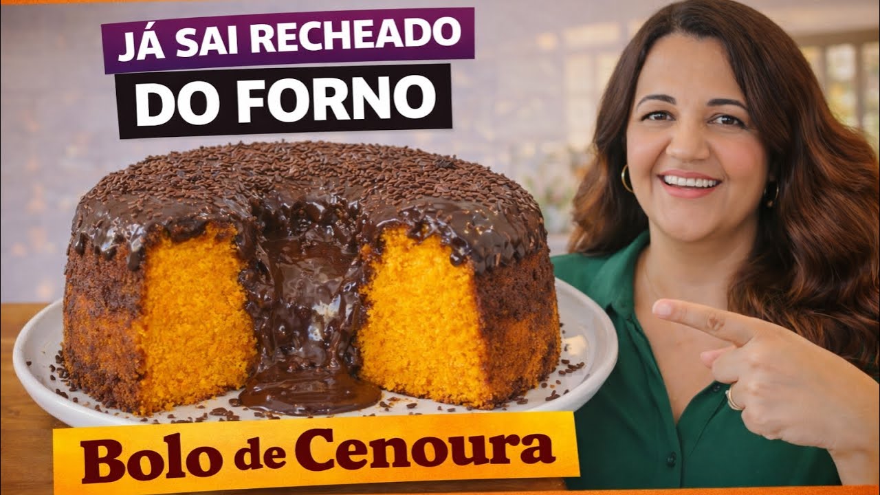 BOLO DE CENOURA QUE JÁ SAI RECHEADO DO FORNO  |  FÁCIL, MOLHADINHO E PERFEITO